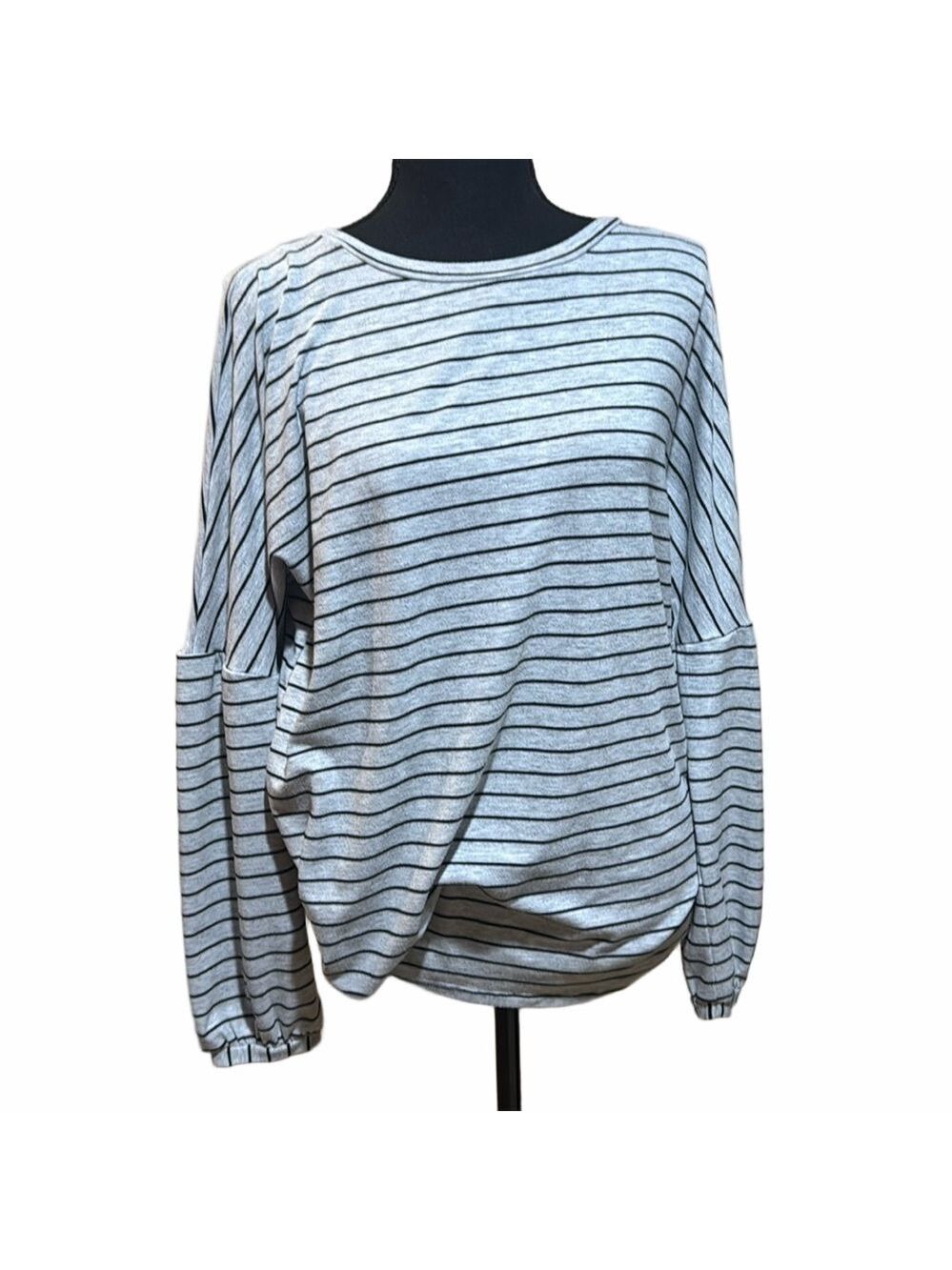 Juicy Couture Gray Black Stripes Top Women's Medium